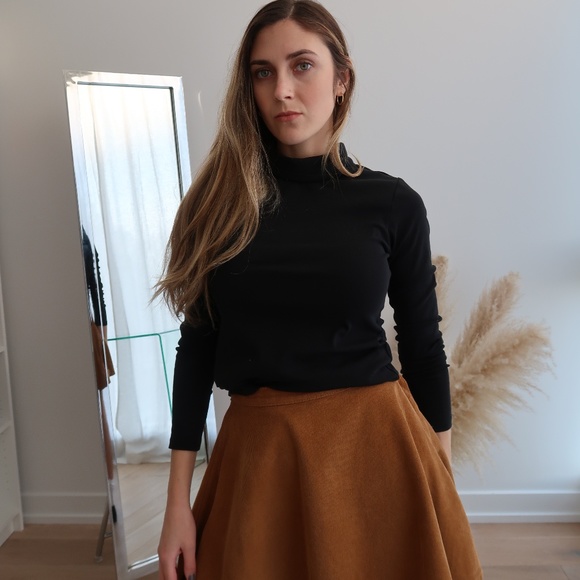 Camel Corduroy Circle Skirt - Picture 2 of 5